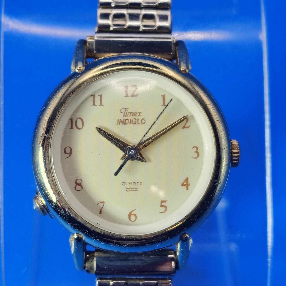 Vintage 1997 Timex Indiglo 24mm Women's Quartz Watch Stretch Bracelet Restored