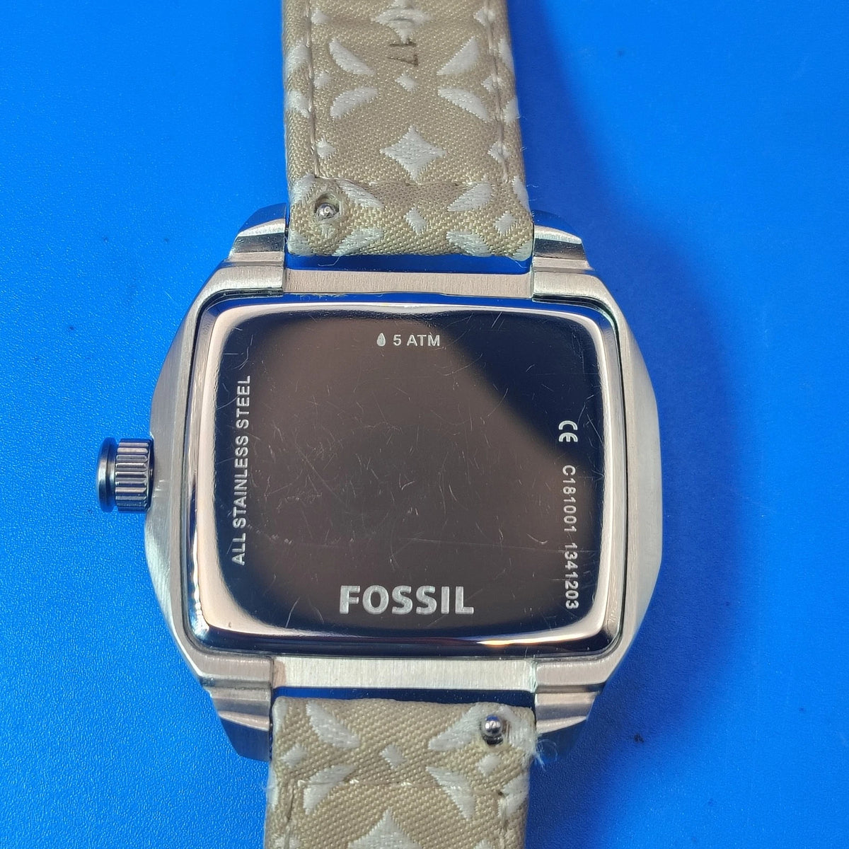 Vintage 2003 Fossil TV 32mm Women's Quartz Watch Monogram Strap Fully Restored