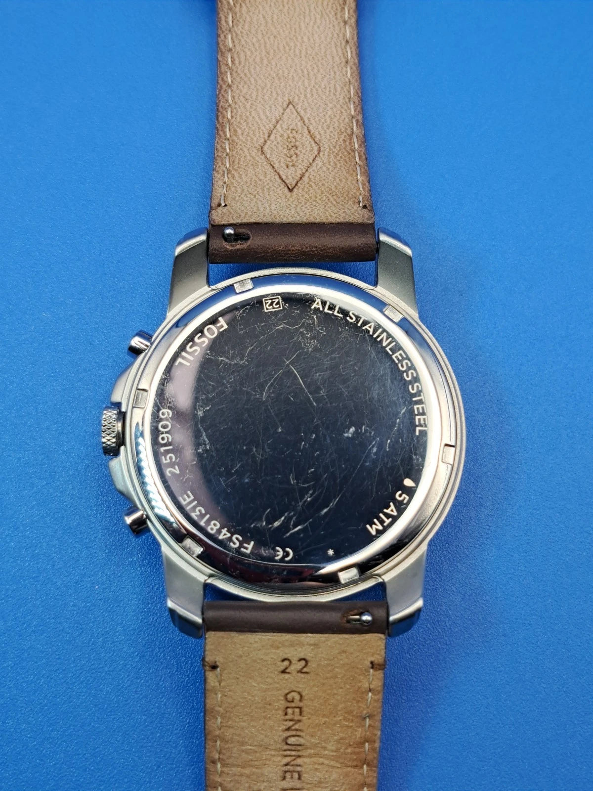 Vintage 2014 Fossil Chronograph Roman Numeral 44mm Mens Quartz Watch Restored