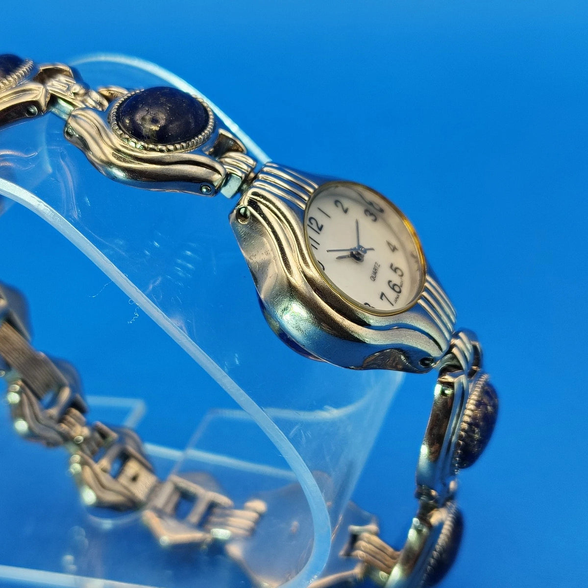Vintage 1994 Avon Reversible Lapis Mother of Pearl Women's Quartz Watch Restored