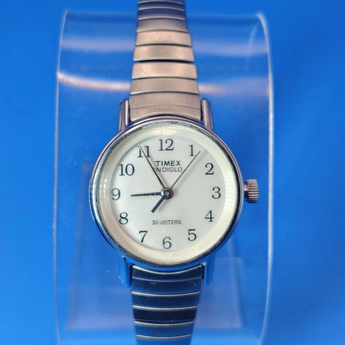 Vintage 1993 Timex Indiglo 23mm Women's Quartz Watch Stretch Bracelet