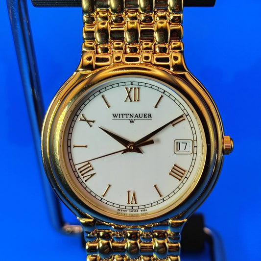 Vintage 1996 Whittnauer Laureate Swiss Made 30mm Mens Quartz Watch W/Papers Mint
