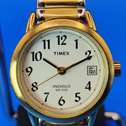 Vintage 2014 Timex Easy Reader Date Two Tone 25mm Women's Quartz Watch Restored