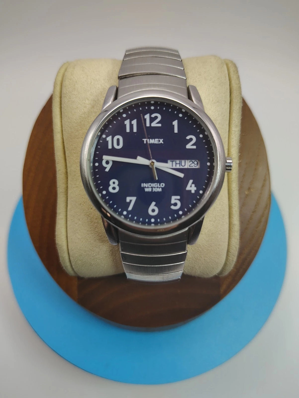 Timex INDIGLO Mens Quartz Watch Blue Dial Stainless Steel Near Mint