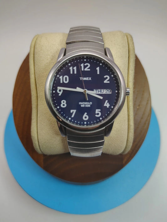 Timex INDIGLO Mens Quartz Watch Blue Dial Stainless Steel Near Mint