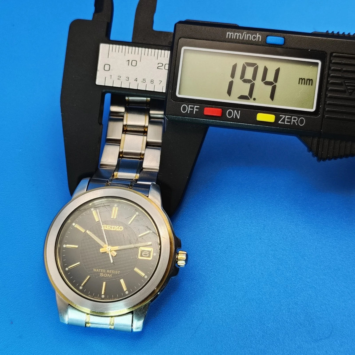 Vintage 1991 Seiko V742-8119 Date Two Tone 38mm Mens Quartz Watch Fully Restored