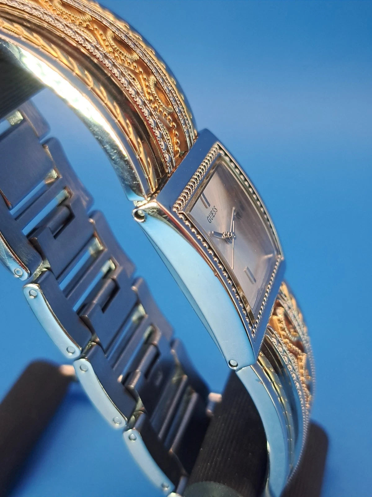 Vintage 2005 Guess Copper Inlay 27mm Cuff Women's Quartz Watch Fully Restored