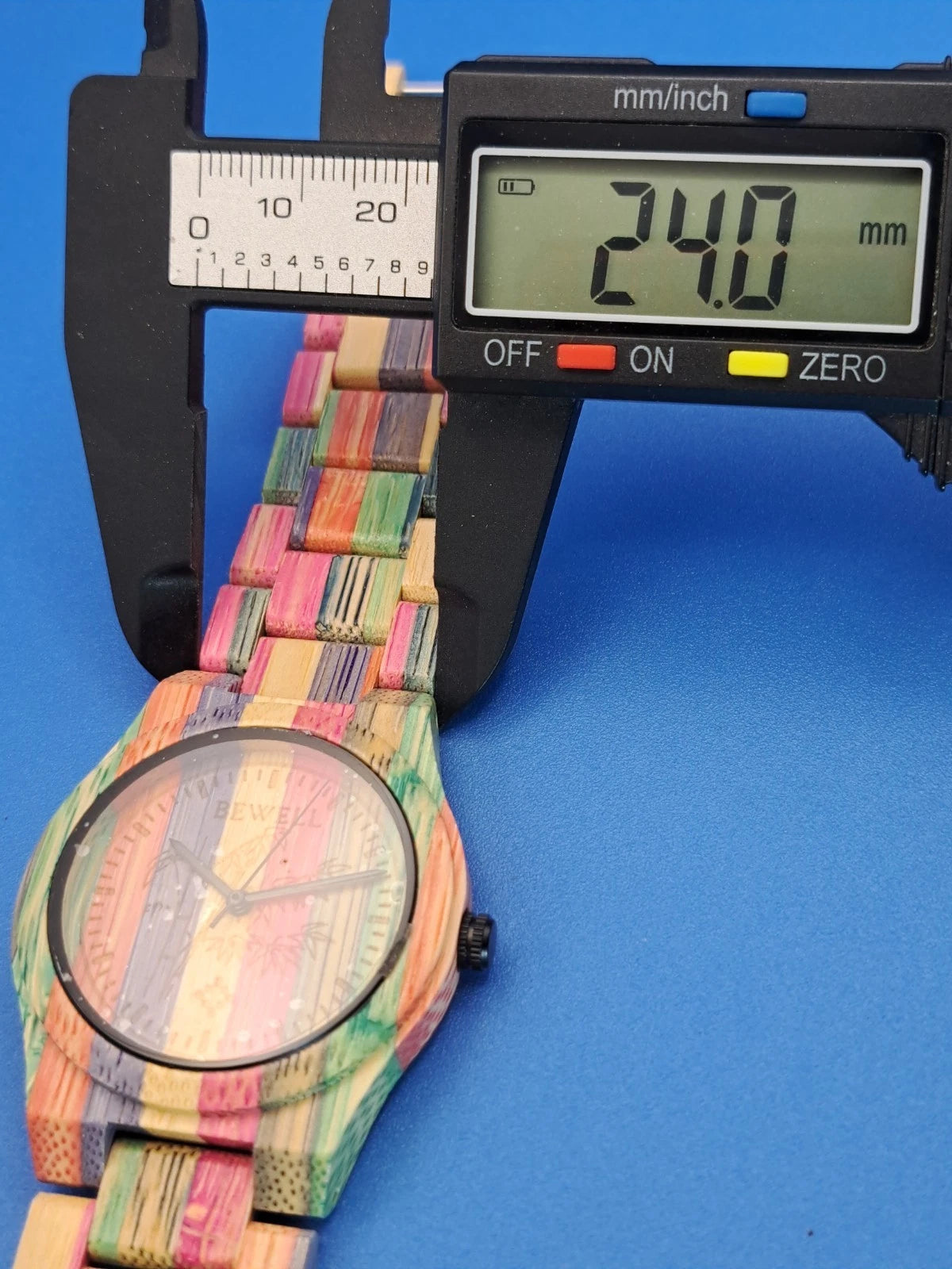 New! 2018 Bewell Natural Wood Rainbow Bamboo 42mm Mens Quartz Watch NOS