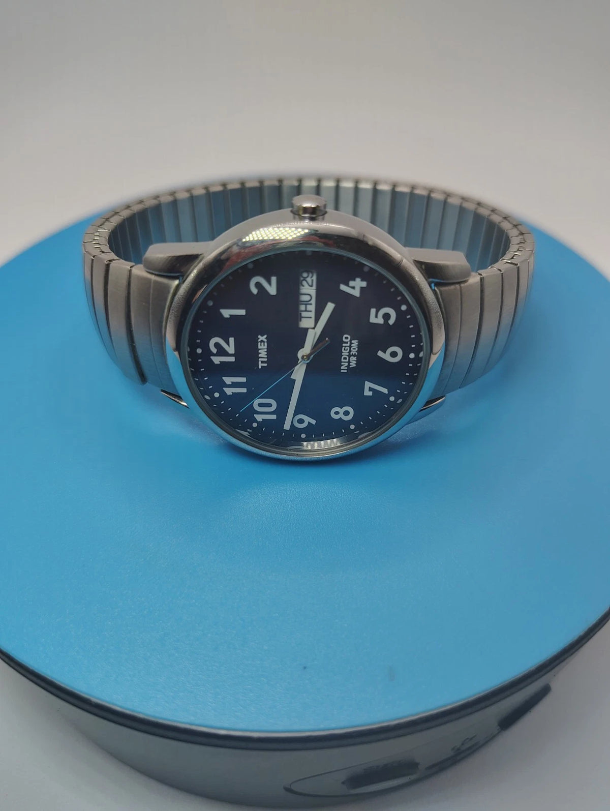 Timex INDIGLO Mens Quartz Watch Blue Dial Stainless Steel Near Mint