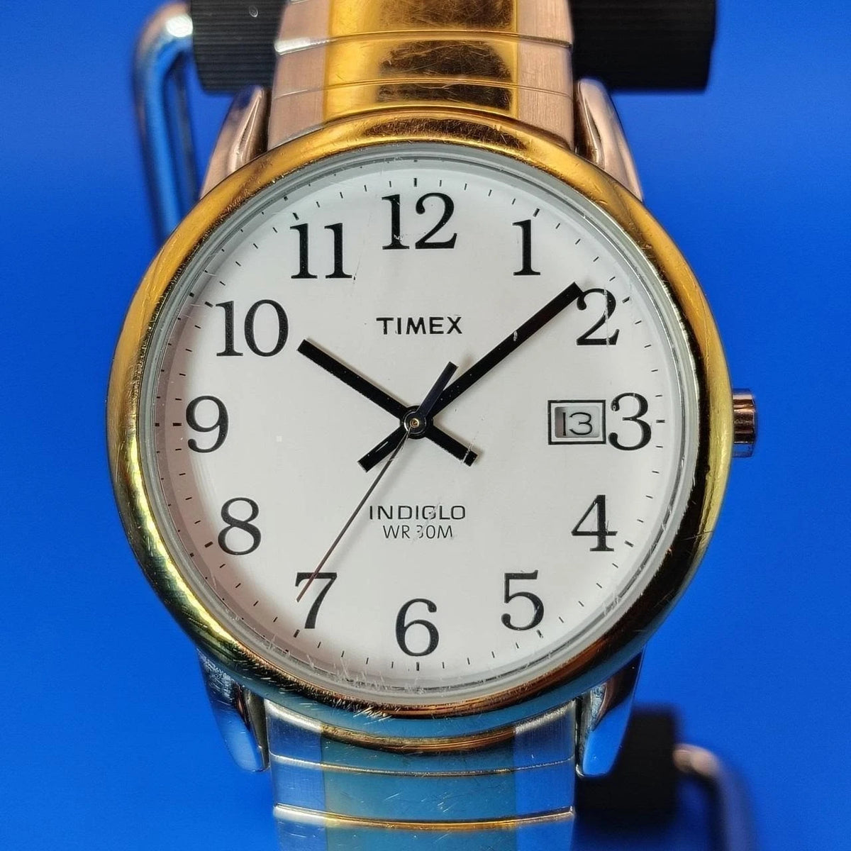 Vintage 2004 Timex Indiglo Easy Reader Date 35mm Two Tone Mens Quartz Watch