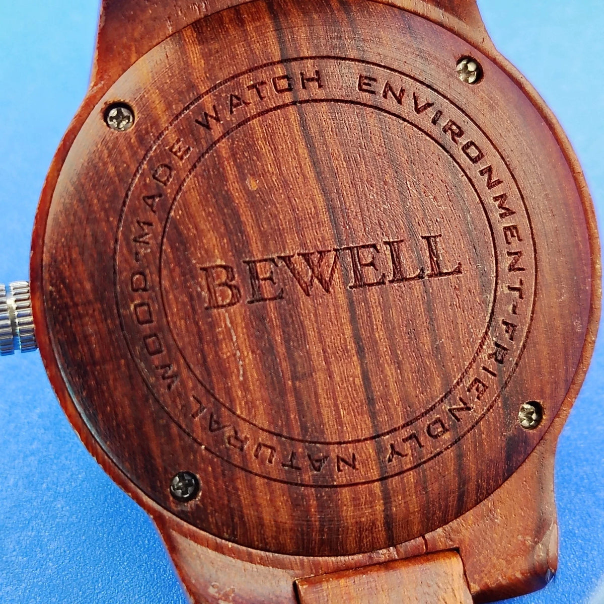 Vintage 2015 Bewell Organics Natural Redwood Eco 44mm Mens Quartz Watch
