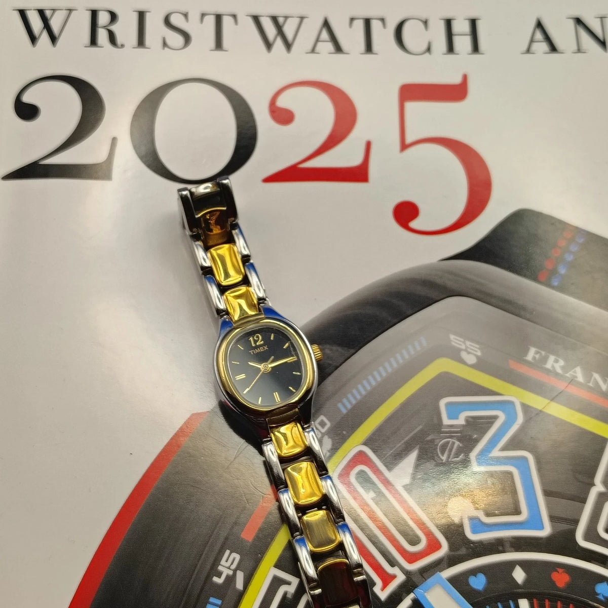 Vintage 2003 Timex Elegant 21mm Women's Quartz Two Tone Cocktail Watch Size 6.5