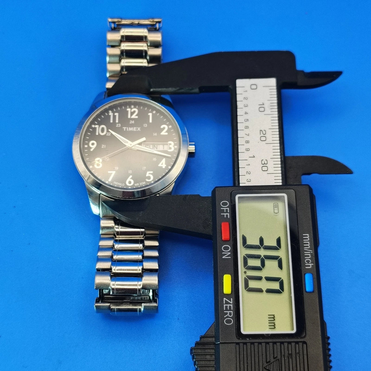 2018 Timex Mens Day-Date Black Dial Quartz Watch Stainless Steel Fully Restored