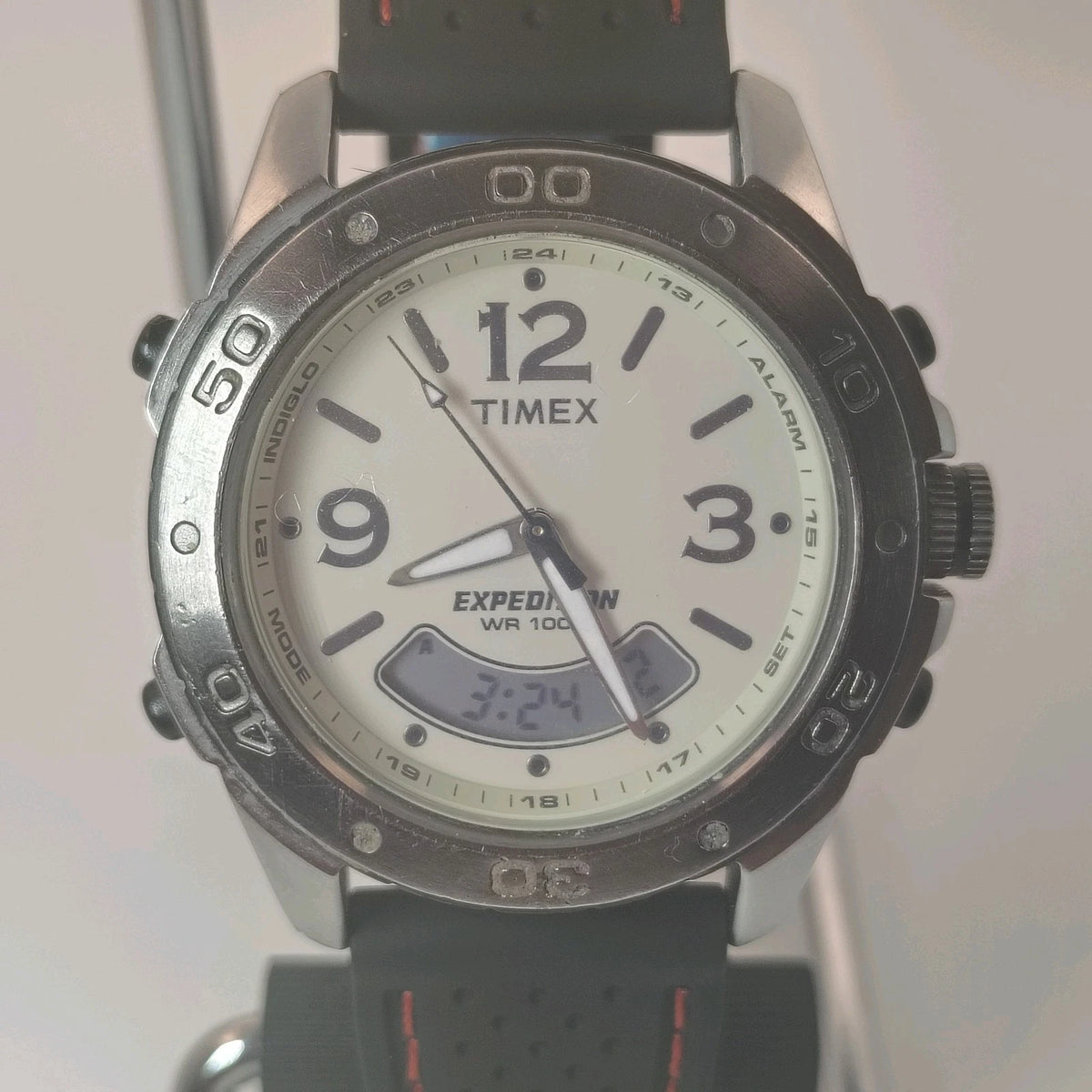 Vintage Timex Expedition INDIGLO DUAL Time 38mm Mens Analog-Digital Quartz Watch