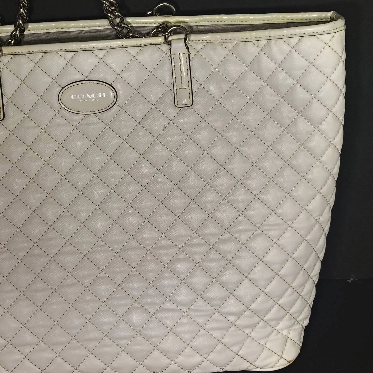 Vintage 2008 Coach 80H2A Large Quilted Tote Women's Purse Bag Chain Restored
