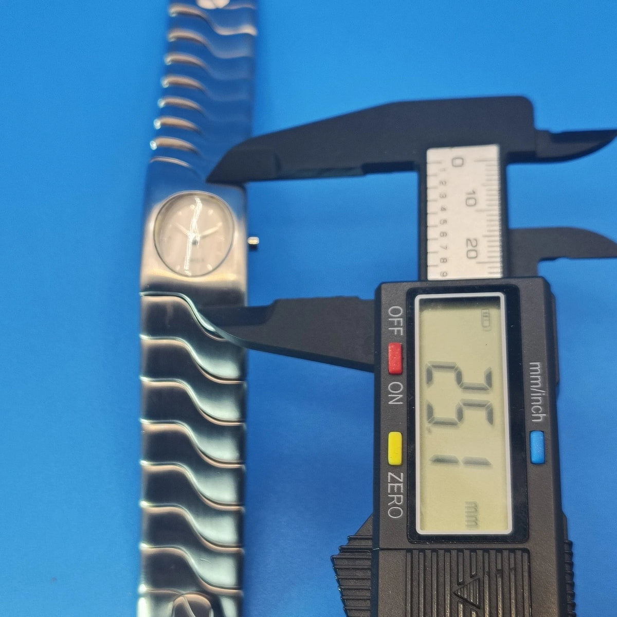 Vintage 1997 Timex Wave Link Heavy Cuff 25mm Women's Quartz Watch Fully Restored