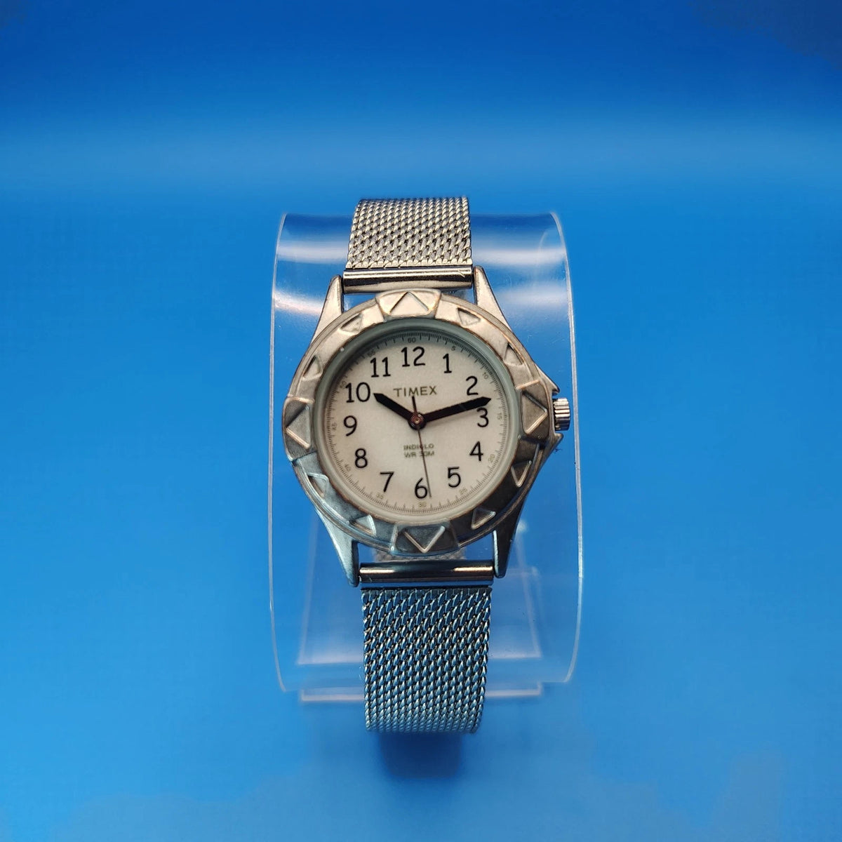 Vintage 1997 Timex Indiglo 27mm Women's Quartz Watch New Mesh Strap Size 4.5-7
