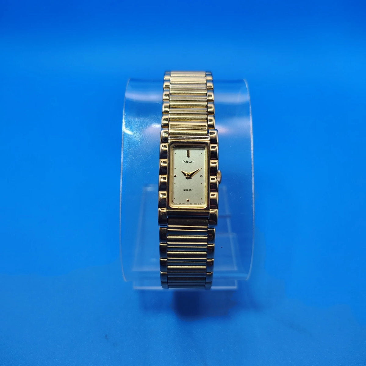 Vintage 1990 Pulsar Ivory V220 Tank Japan Movt 20mm Women's Quartz Watch Restored