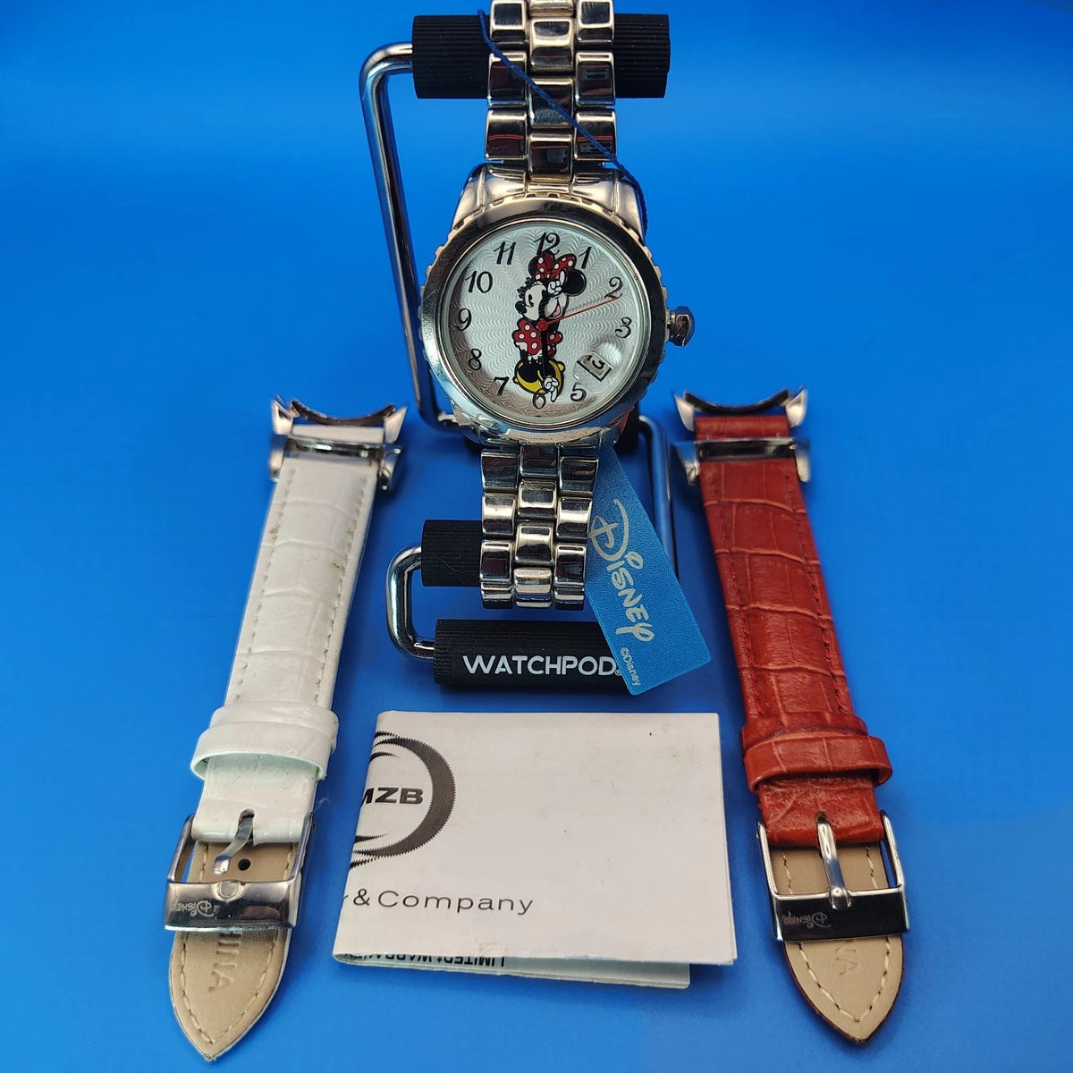 Vintage 1993 Disney Minnie Mouse 36mm Women's Quartz Watch Extra Leather Straps