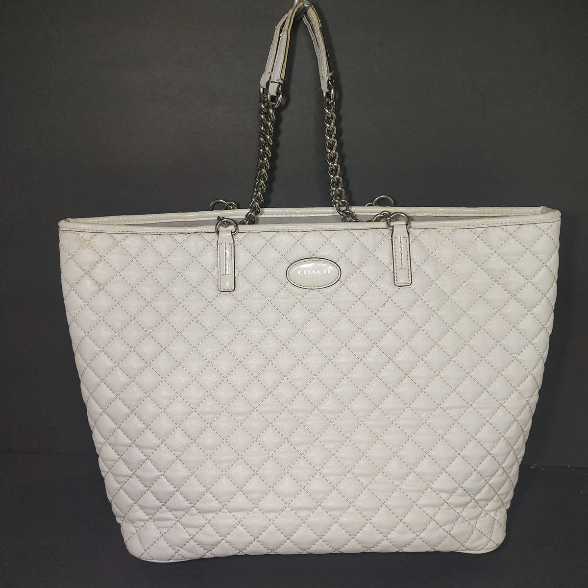 Vintage 2008 Coach 80H2A Large Quilted Tote Women's Purse Bag Chain Restored