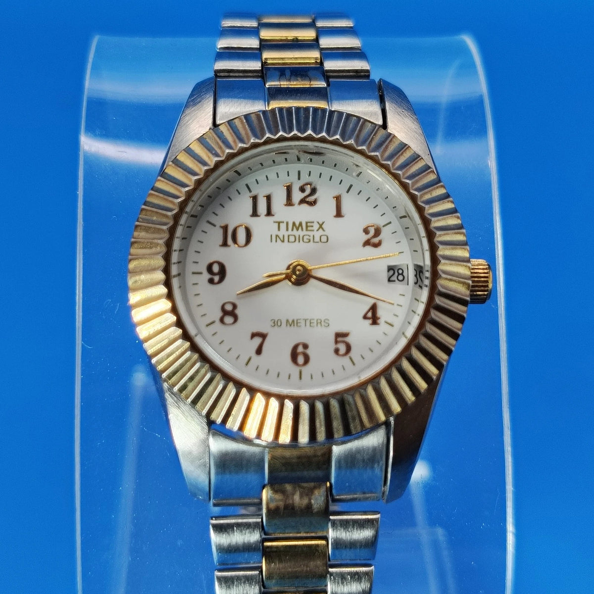 Vintage 2001 Timex Indiglo Presidential Date 25mm Women's Two Tone Quartz Watch