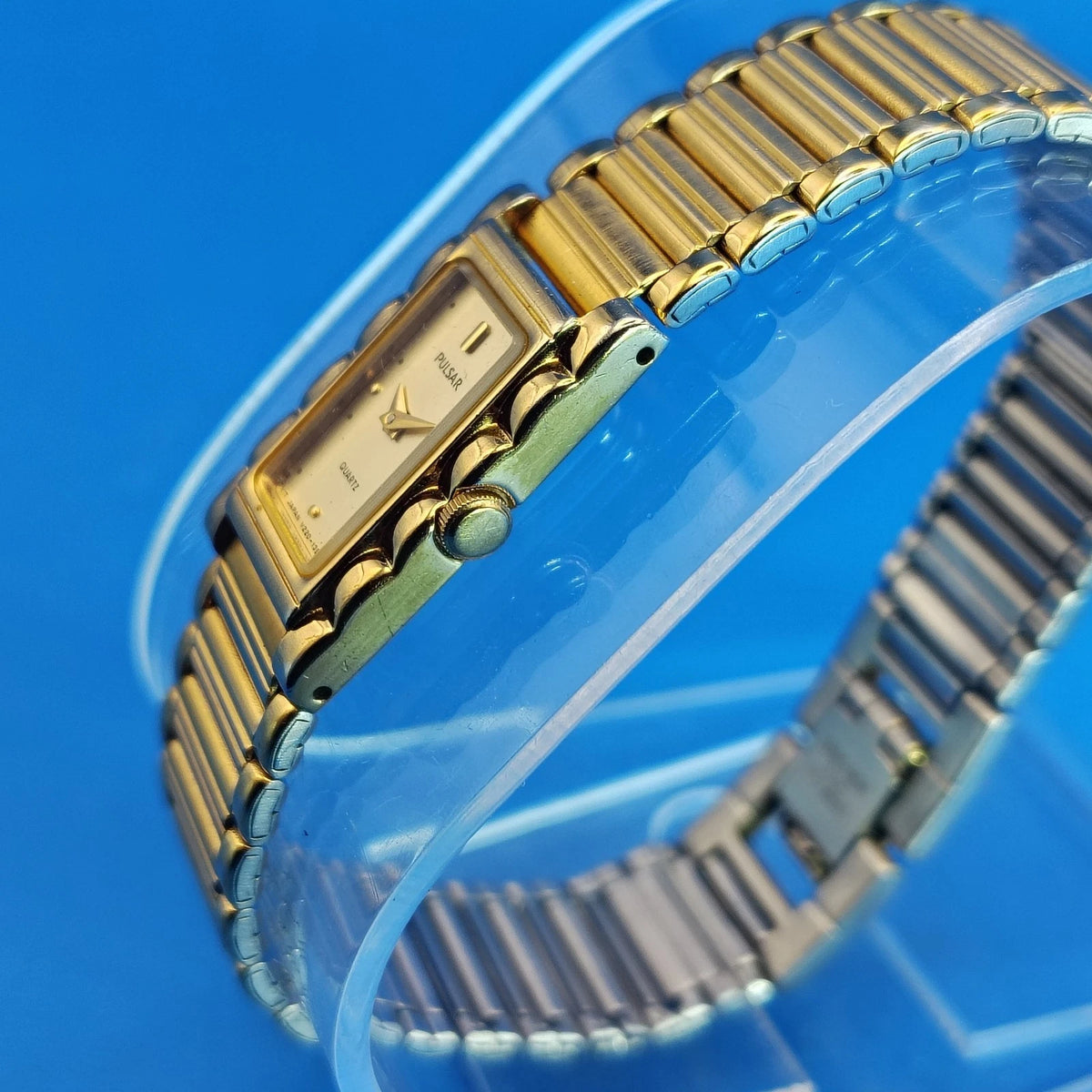 Vintage 1990 Pulsar Ivory V220 Tank Japan Movt 20mm Women's Quartz Watch Restored