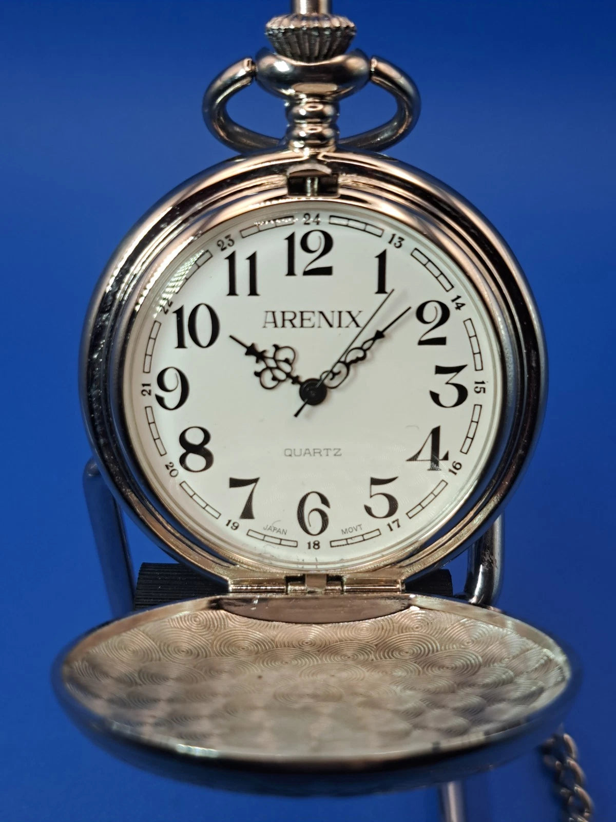 Vintage 2005 Arenix Hunter Engraved 46mm Mens Pocket Watch With Chain Restored