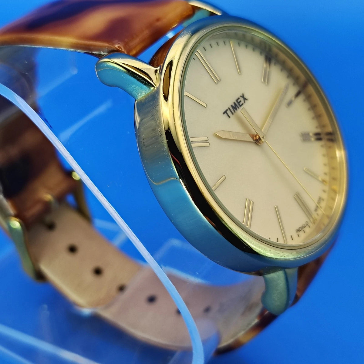 Vintage 2012 Timex Easy Reader Indiglo 38mm Gold Tone Mens Quartz Dress Watch