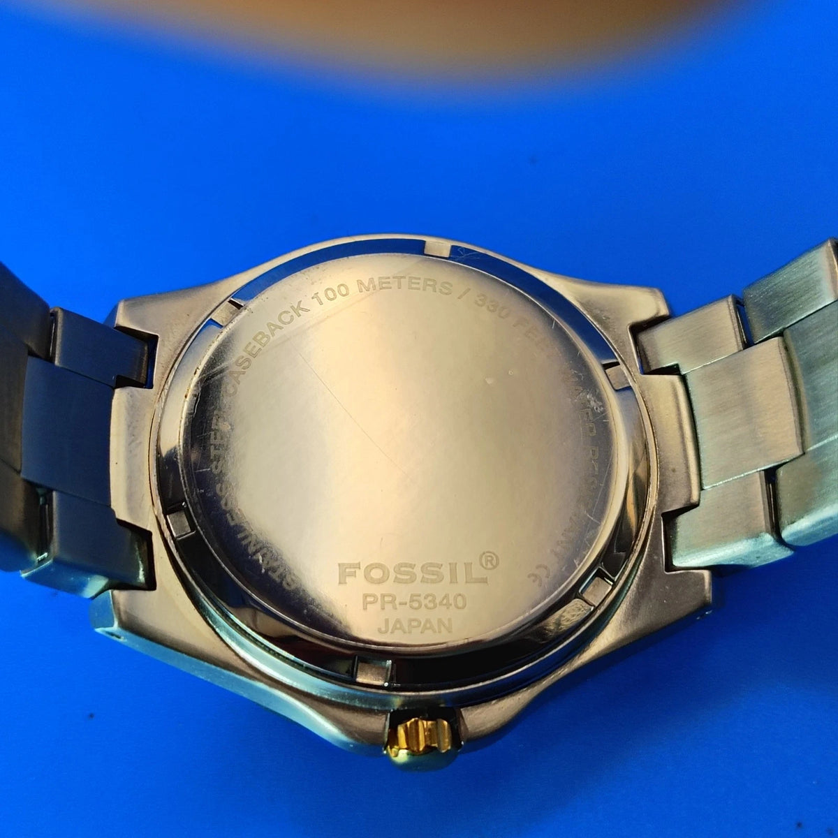 New! Vintage 2001 Fossil PR-5340 Two Tone Date 40mm Mens Quartz Watch Full Set