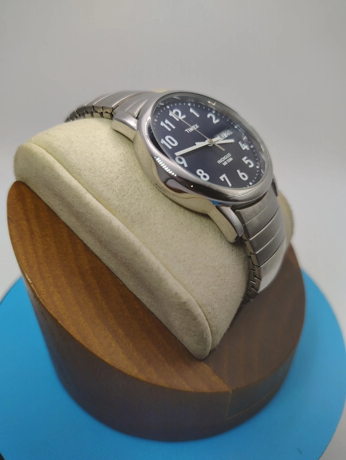 Timex INDIGLO Mens Quartz Watch Blue Dial Stainless Steel Near Mint