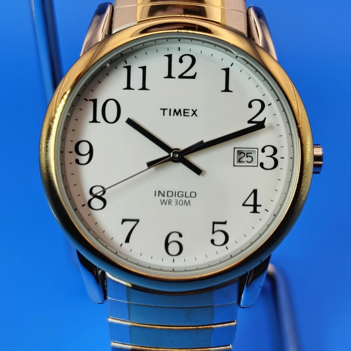2018 Timex Easy Reader Indiglo Date Two Tone 35mm Mens Quartz Dress Watch Resto