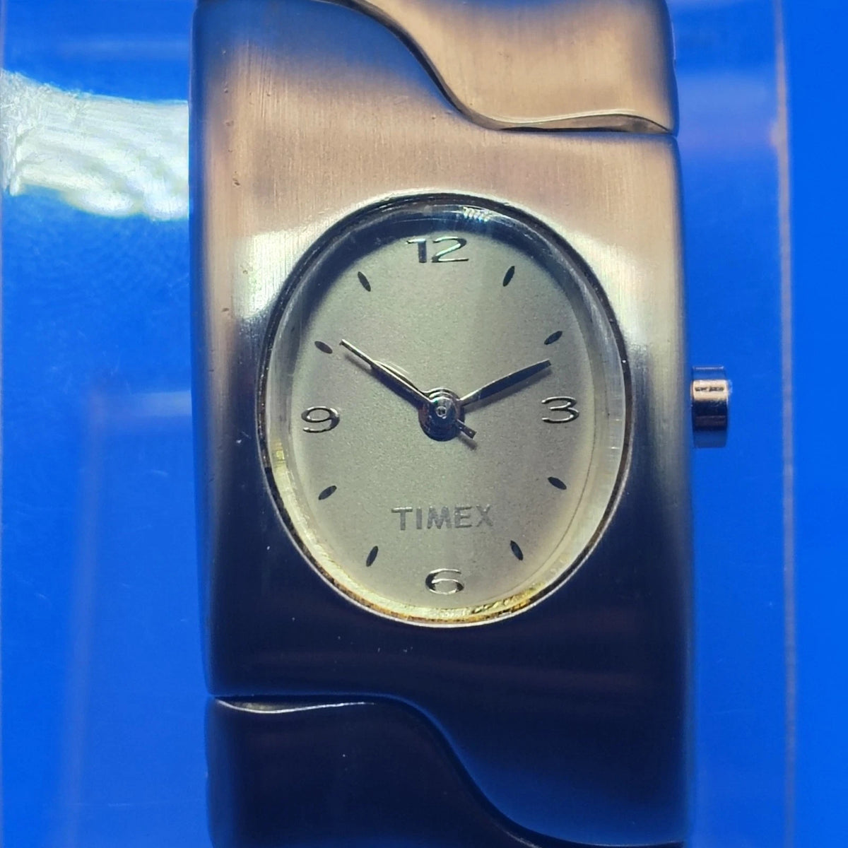 Vintage 1997 Timex Wave Link Heavy Cuff 25mm Women's Quartz Watch Fully Restored