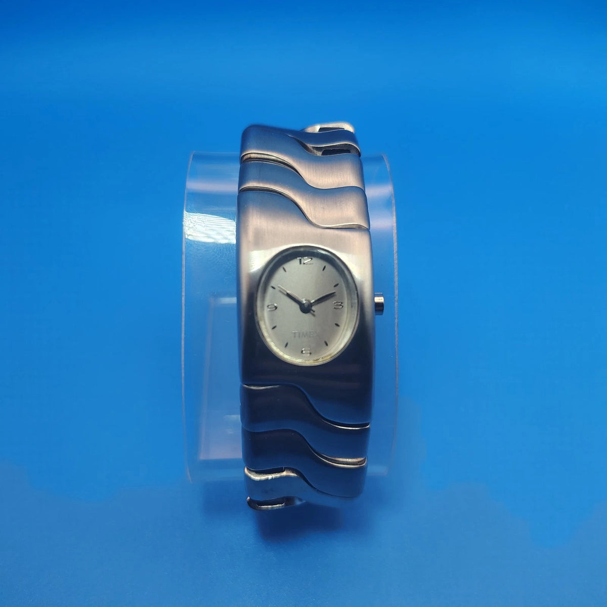 Vintage 1997 Timex Wave Link Heavy Cuff 25mm Women's Quartz Watch Fully Restored