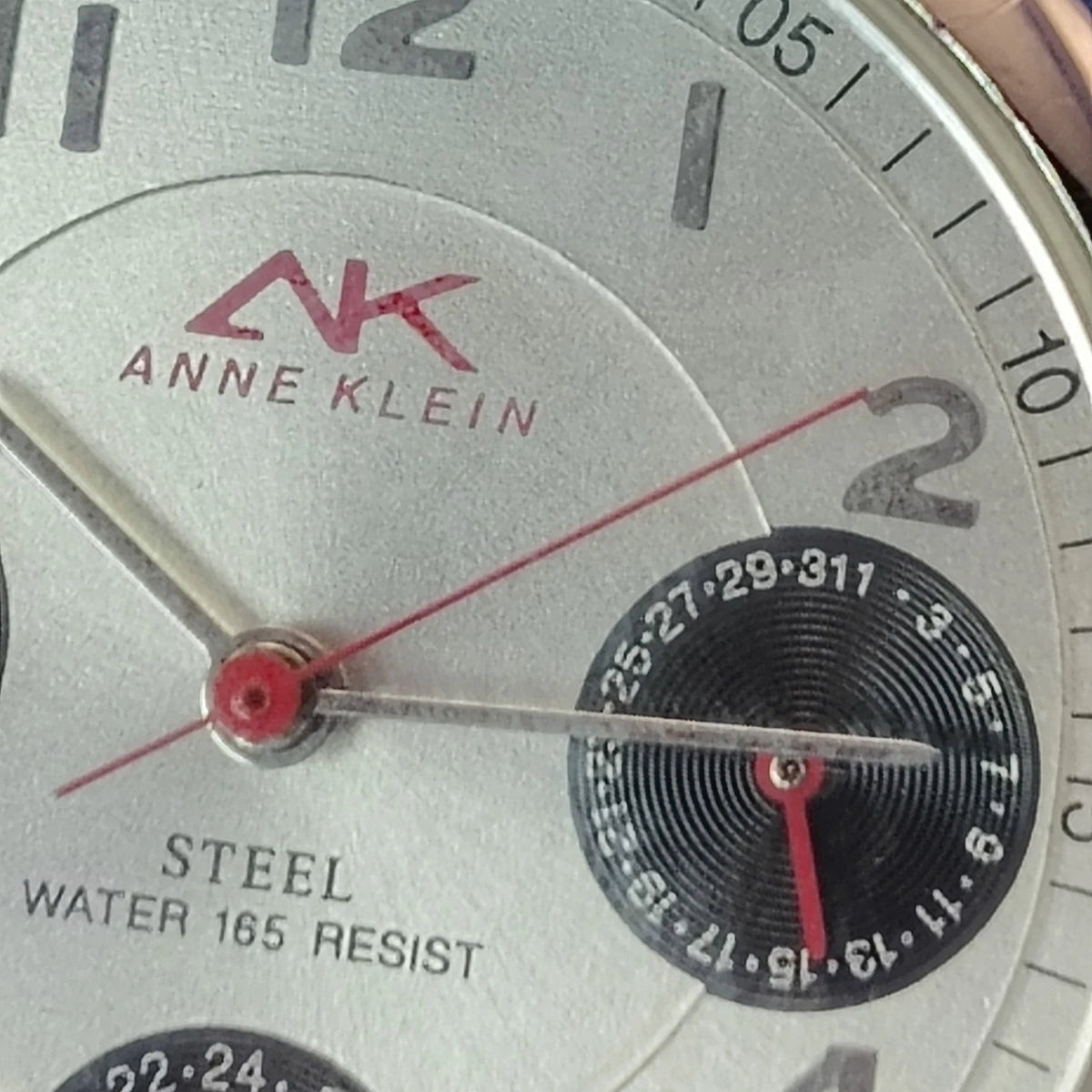 Vintage 1997 Anne Klein 10/6185 Day-Date 28mm Women's Quartz Watch Solid SS