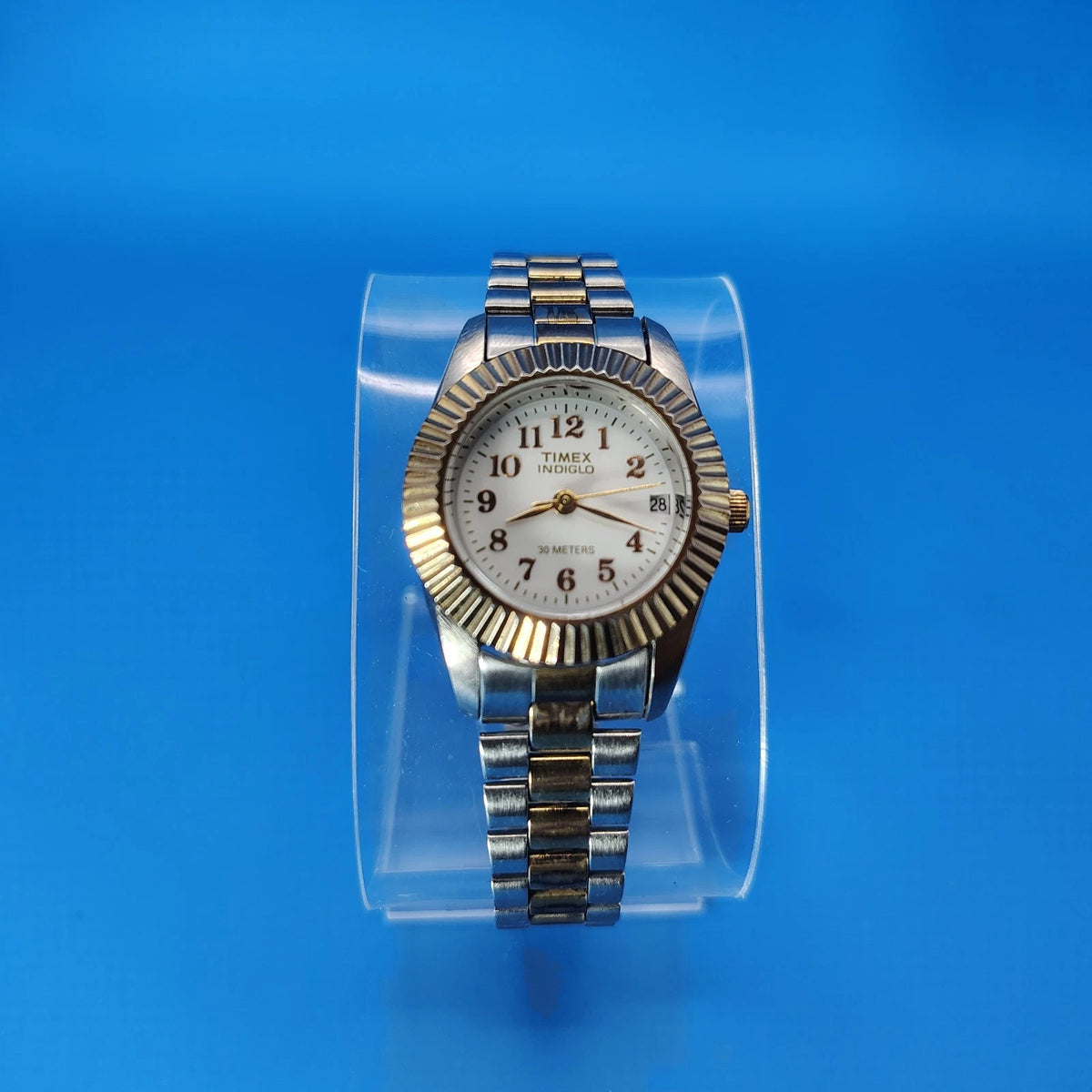 Vintage 2001 Timex Indiglo Presidential Date 25mm Women's Two Tone Quartz Watch