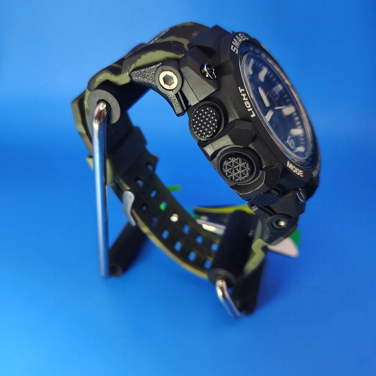 Smael War Hammer Camo 47 mm Dual Time Ani-Digi Military Mens Quartz Watch New