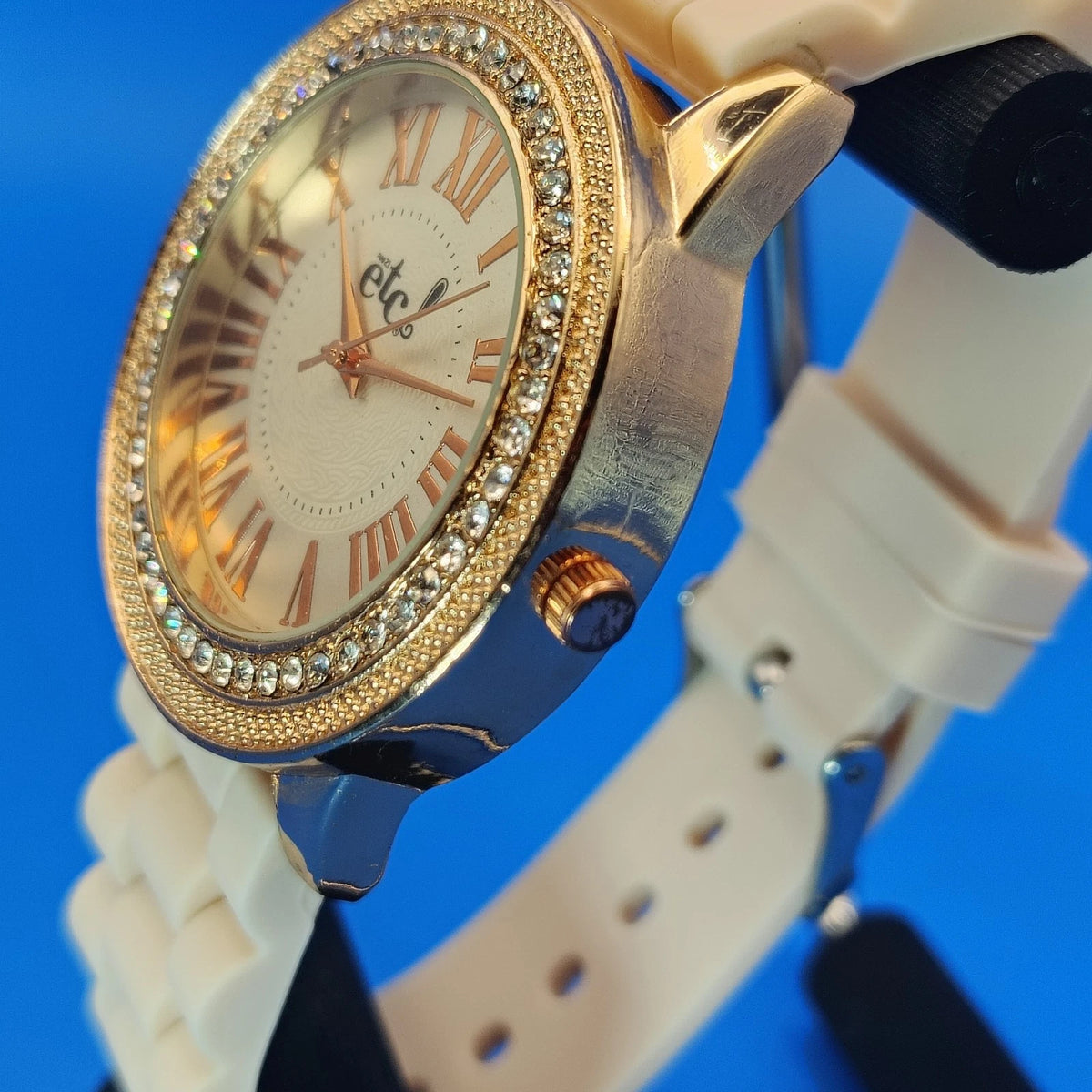 Vintage 2011 Rue21 ETC! Crystal Roman Numeral 40mm Women's Quartz Watch Restored