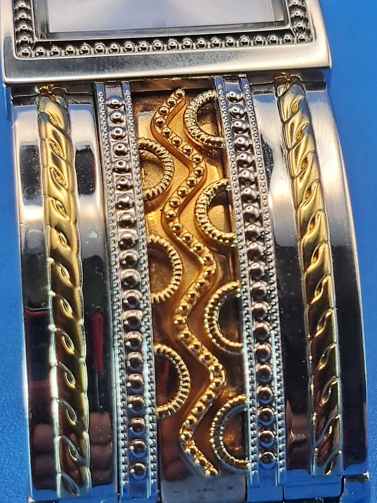 Vintage 2005 Guess Copper Inlay 27mm Cuff Women's Quartz Watch Fully Restored