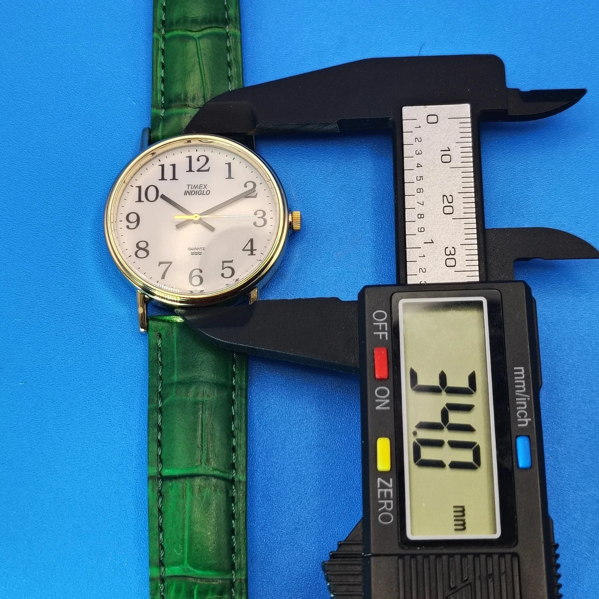 Vintage 1998 Timex Easy Reader Indiglo 34mm Mens Quartz Watch New Strap Restored