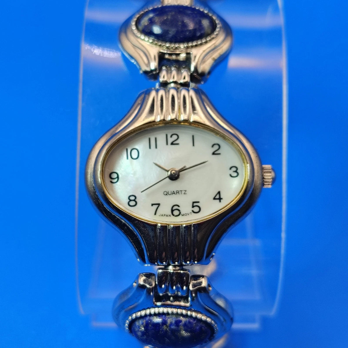 Vintage 1994 Avon Reversible Lapis Mother of Pearl Women's Quartz Watch Restored