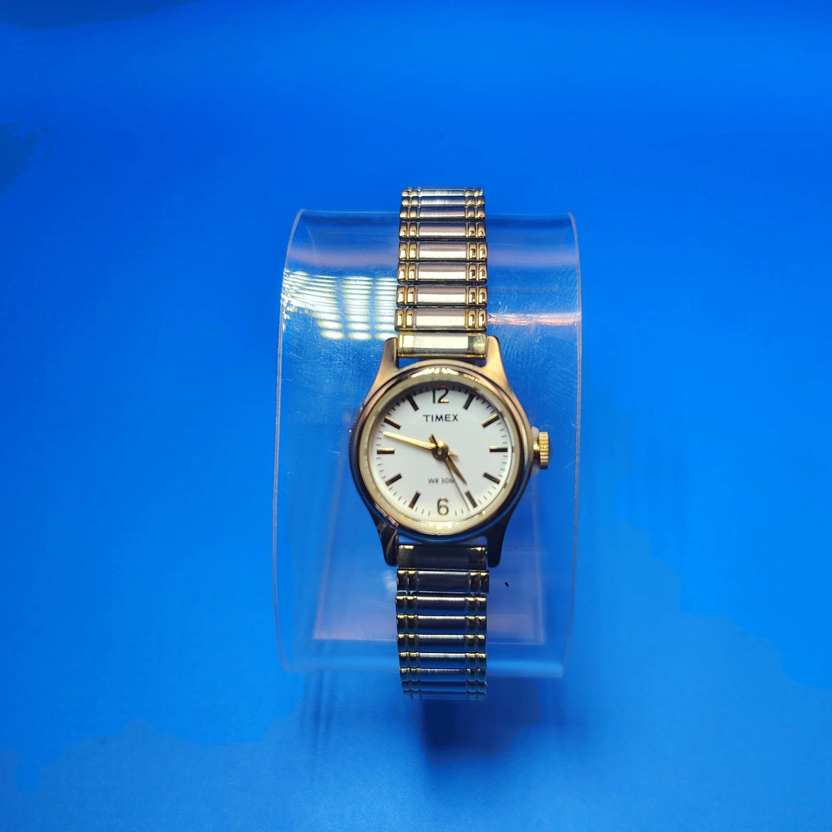 Vintage 2004 Timex 19mm Women's Two Tone Quartz Cocktail Watch Stretch Bracelet