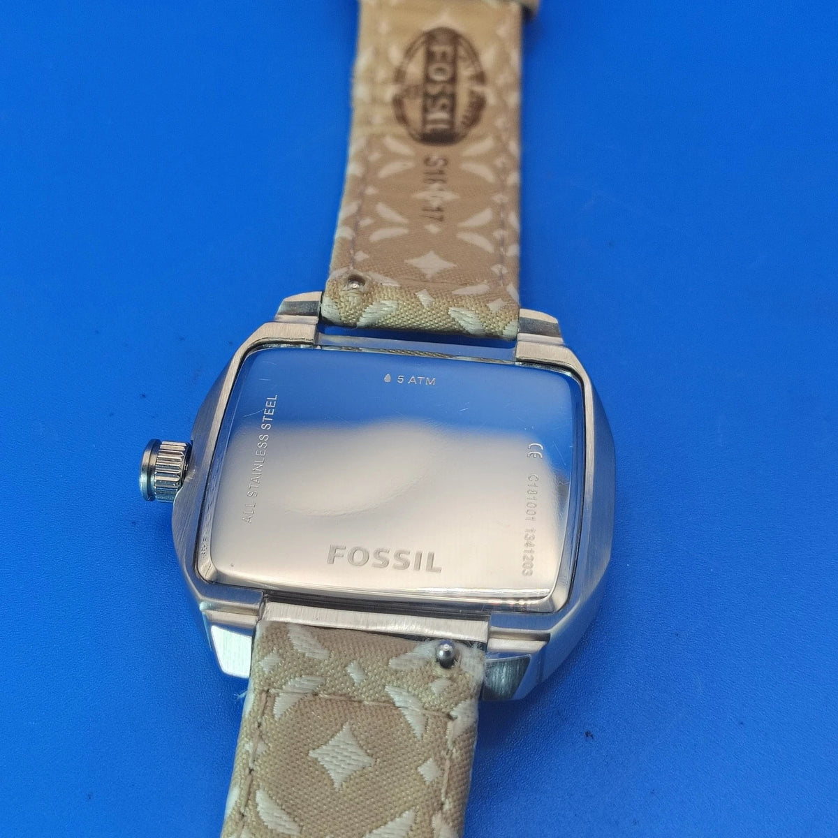 Vintage 2003 Fossil TV 32mm Women's Quartz Watch Monogram Strap Fully Restored