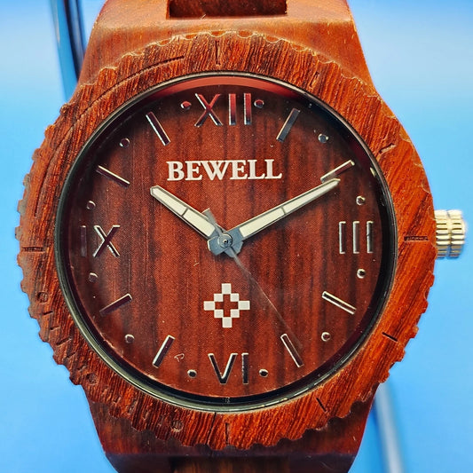Vintage 2015 Bewell Organics Natural Redwood Eco 44mm Mens Quartz Watch