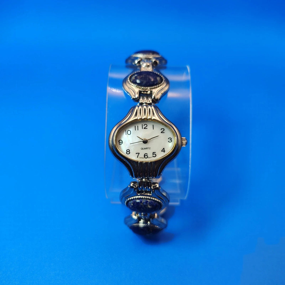 Vintage 1994 Avon Reversible Lapis Mother of Pearl Women's Quartz Watch Restored