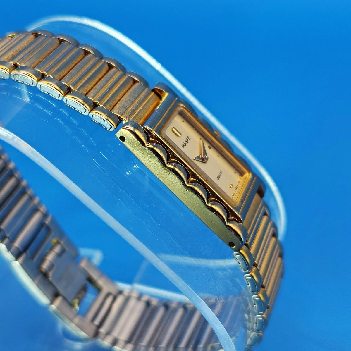 Vintage 1990 Pulsar Ivory V220 Tank Japan Movt 20mm Women's Quartz Watch Restored