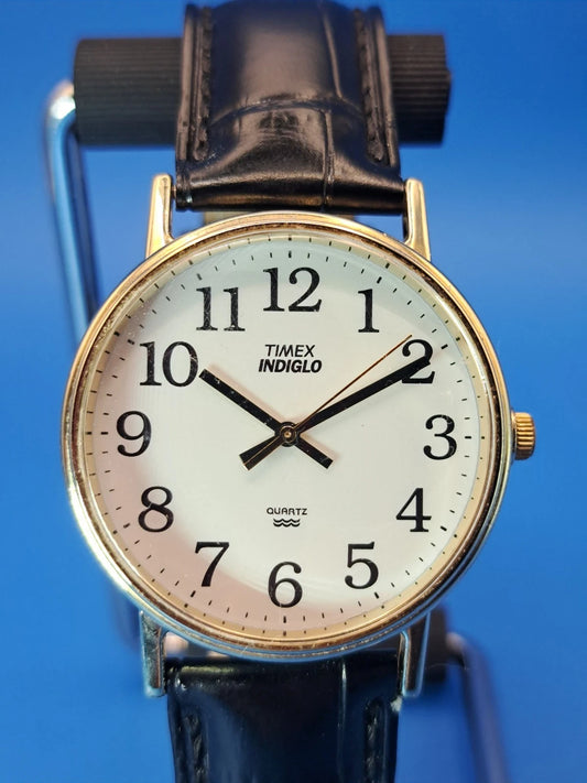 Vintage 1994 Timex Indiglo 34mm Mens Quartz Dress Watch New Strap Full Restore