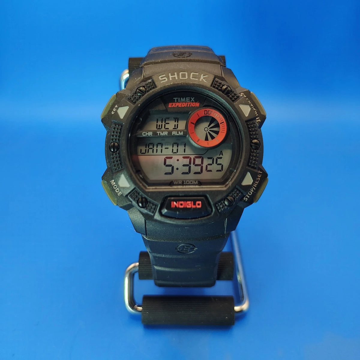 Vintage 2000 Timex Expedition Indiglo Shock Y2K 42mm Mens Quartz Digital Watch