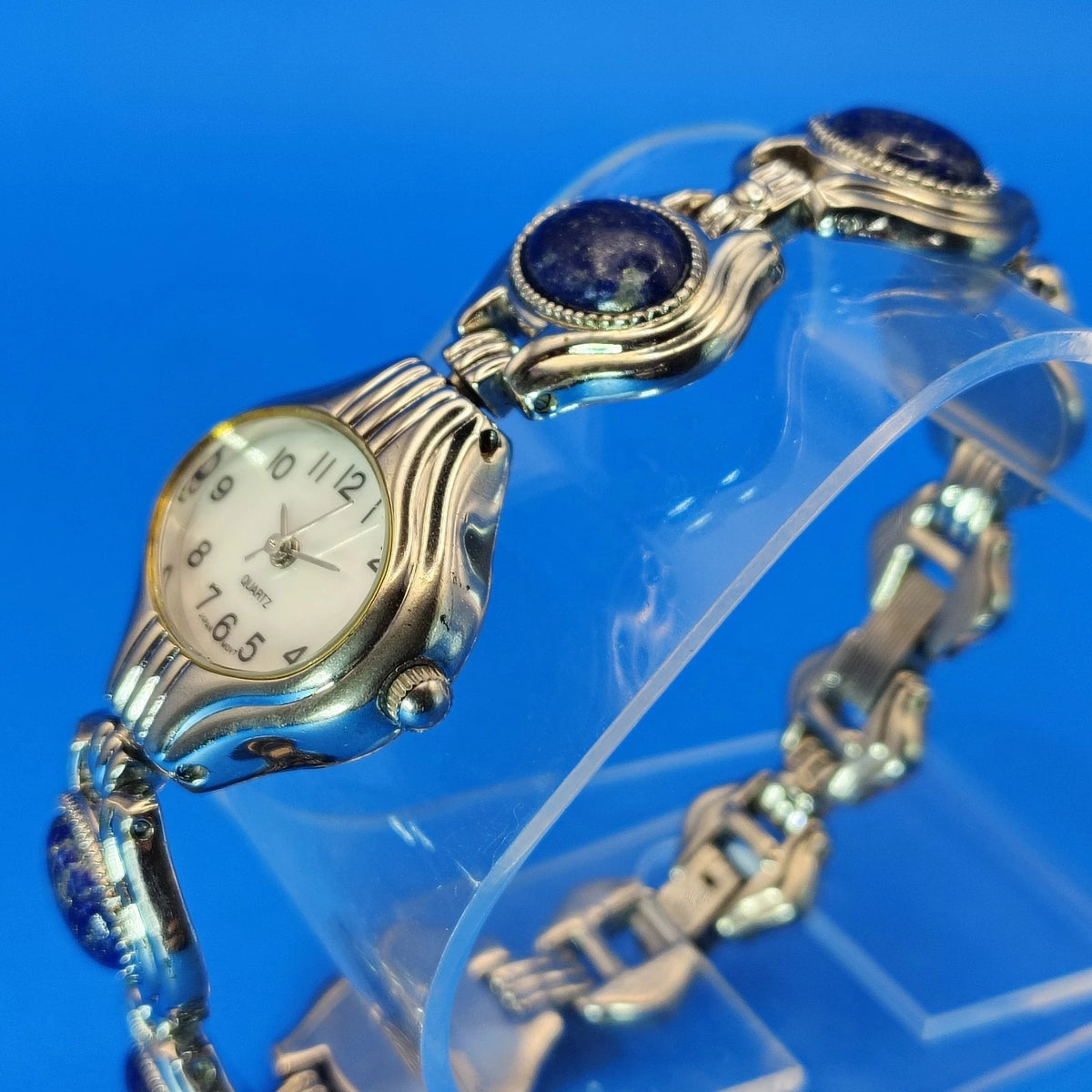 Vintage 1994 Avon Reversible Lapis Mother of Pearl Women's Quartz Watch Restored