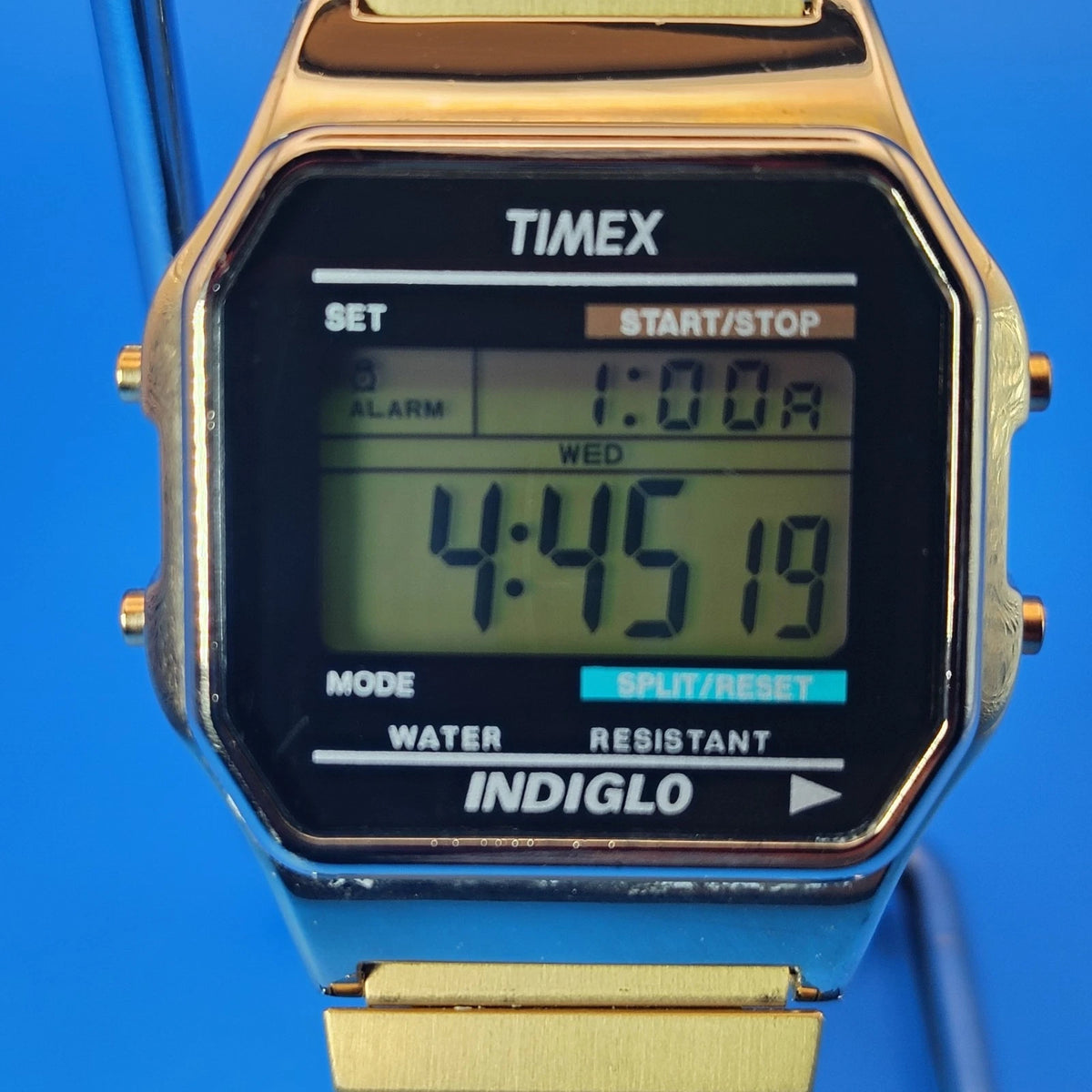 Vintage 2010 Timex Indiglo TW5 38mm Mens Digital Sports Watch Triple GOLD Retro