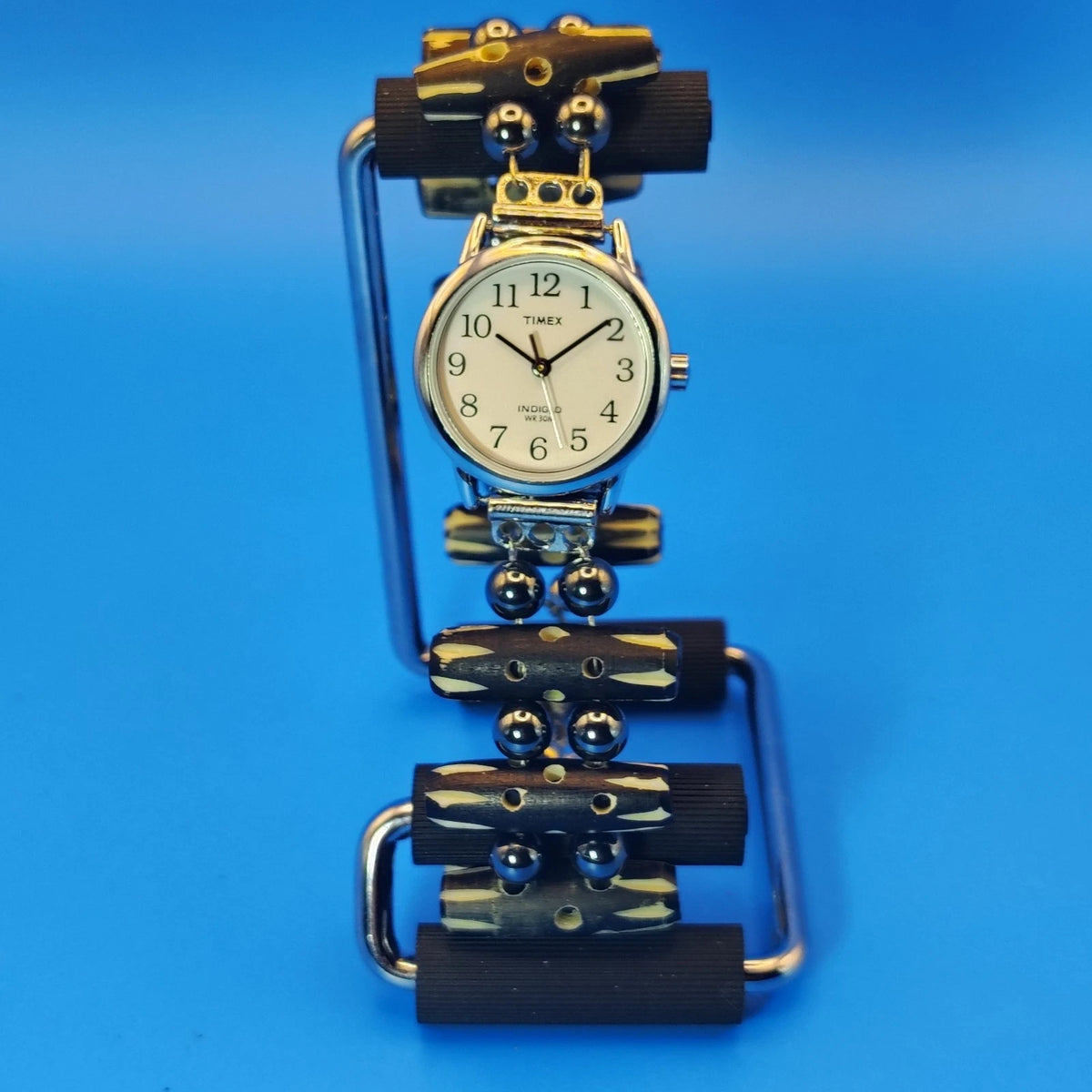 Vintage 2004 Timex 25mm Women's Quartz Watch Genuine Antler Bead Boho Bracelet